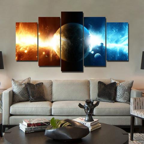 Yellow And Blue Galaxy – Space Canvas Wall Art