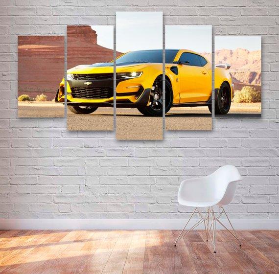 Yellow Camaro Bumblebee Style – Automative Canvas Wall Art