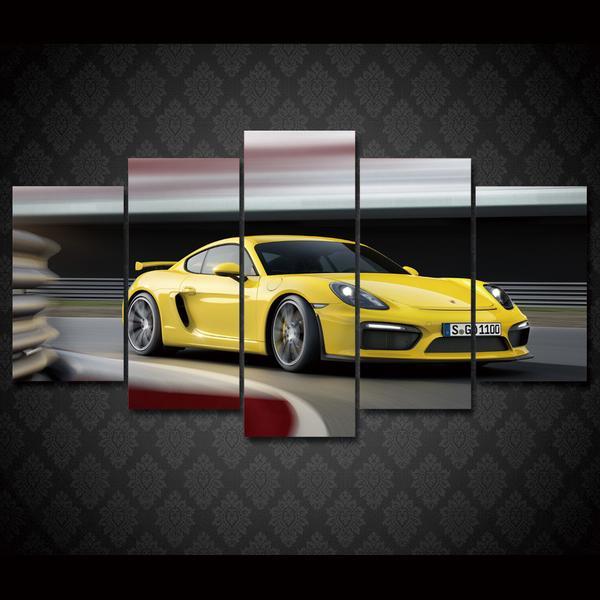 Yellow Gt4 Porsche – Automative Canvas Wall Art