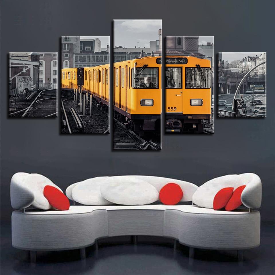 Yellow Train And Building – Automative Canvas Wall Art
