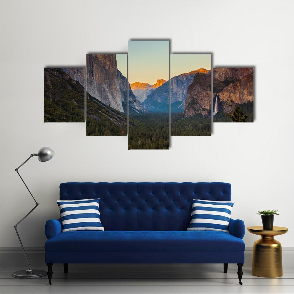 Yosemite Valley From Tunnel View At Sunset Nature – Canvas Wall Art