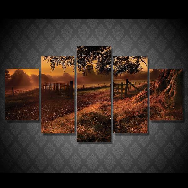 Zabor Solnce Derevo Derevya Nature Canvas Wall Art