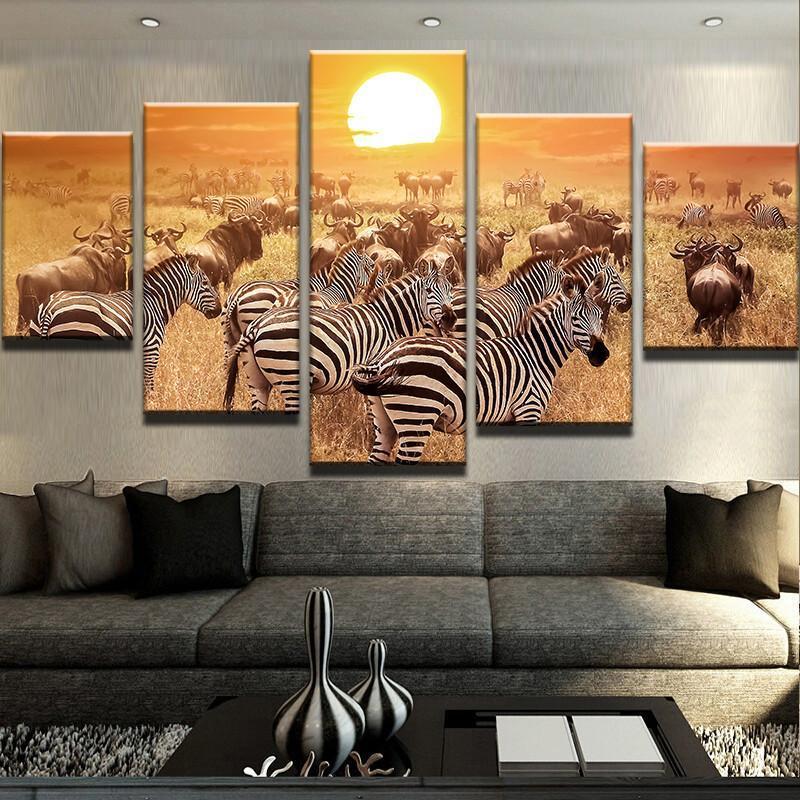 Zebra Sunset – Animal Canvas Wall Art