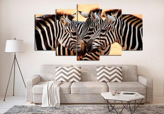 Zebra Wild Life Black &Amp; White Safari – Animal Canvas Wall Art