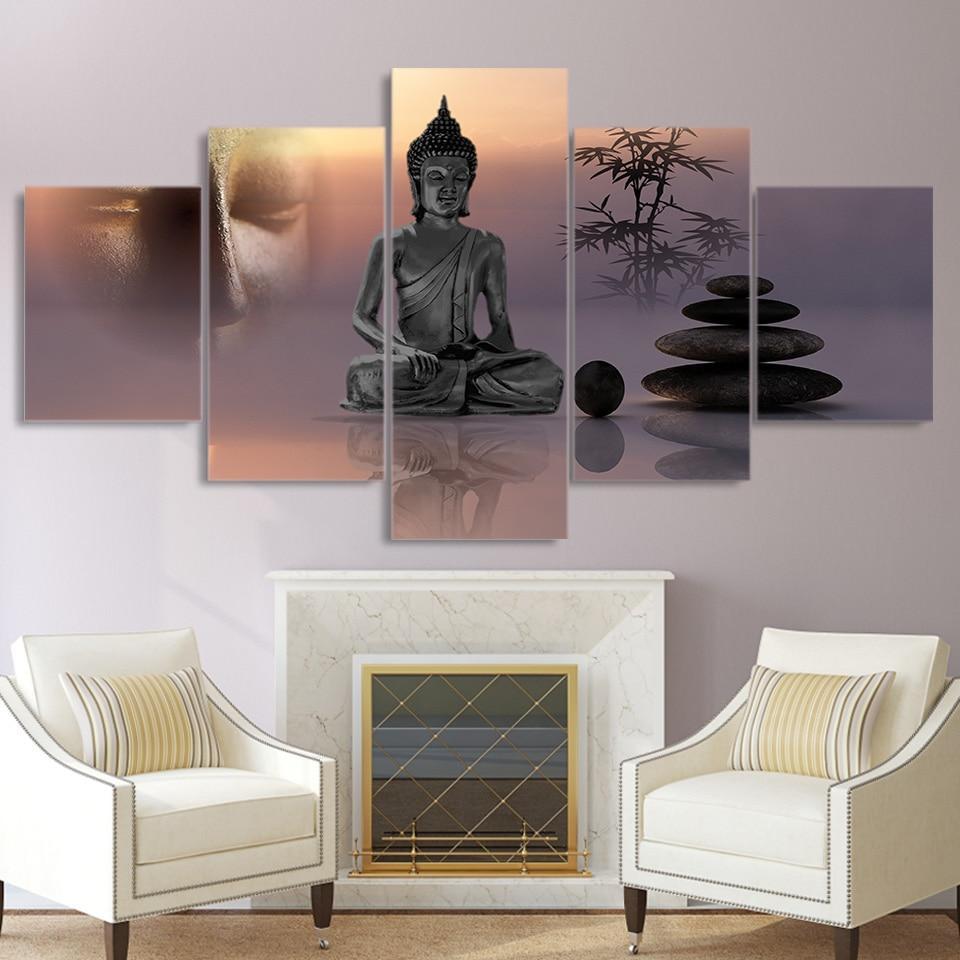 Zen Buddha Statue Menditation – Religion Canvas Wall Art