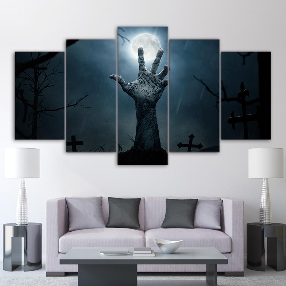 Zombie Mano Ween Abstract Canvas Wall Art