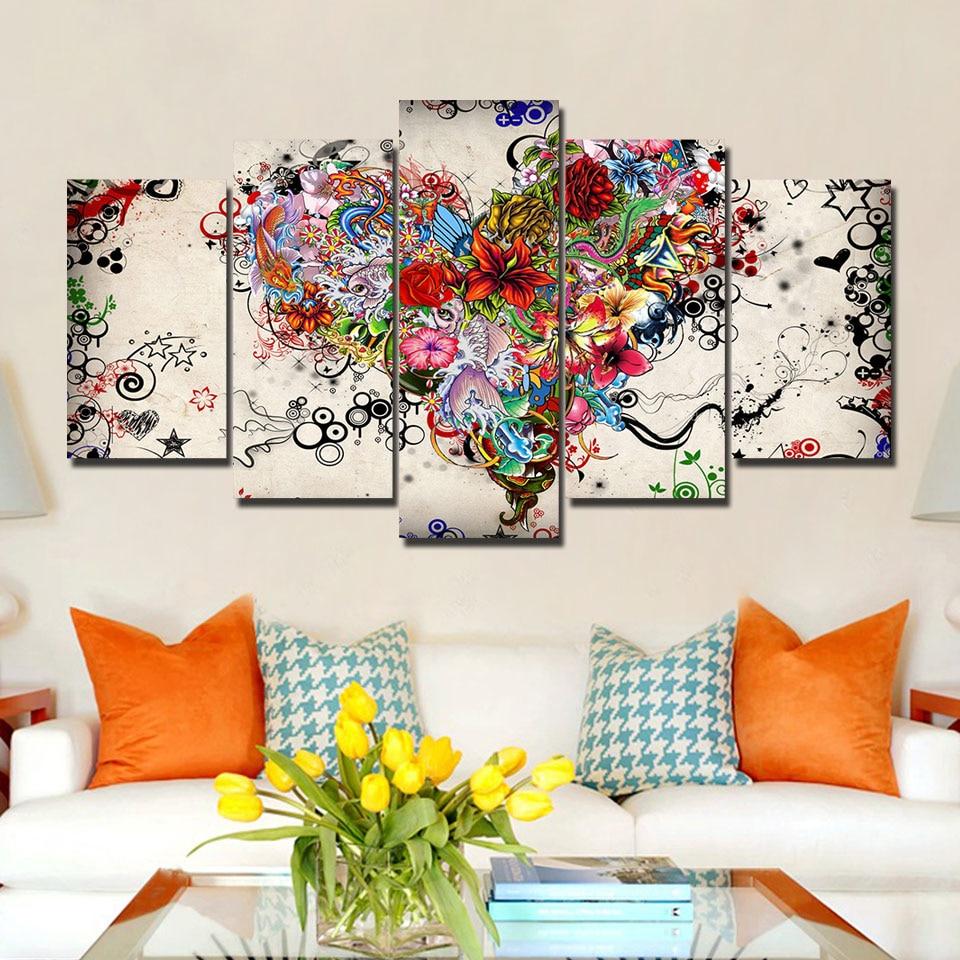 Zvezdy Cvety Serdce Emocii Large – Abstract Canvas Wall Art