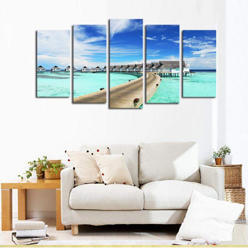 Blue Ocean, Sky And Beaches Canvas Wall Art Blue Ocean, Sky And Beaches Canvas Wall Art