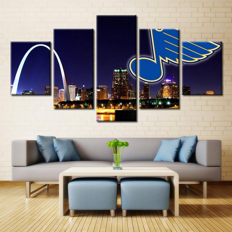 5 Panel St. Louis Blues Night View Canvas Wall Art