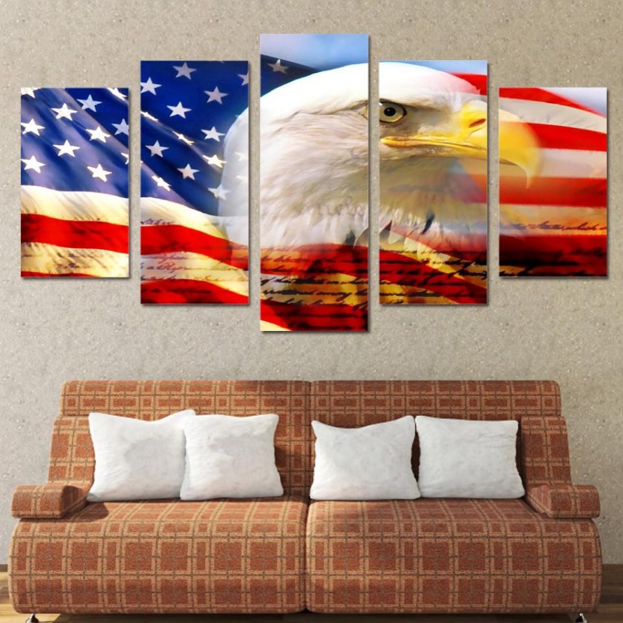 American Country Flag Art With American Eagle Canvas Wall Art