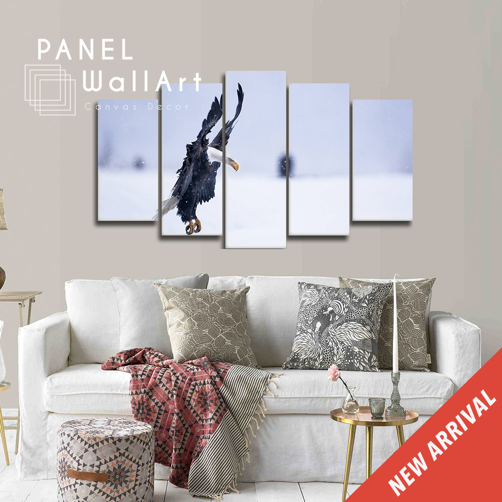 American Bald Eagle In Snow Canvas Wall Art