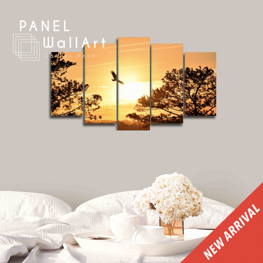 American Bald Eagle In The Sunset Canvas Wall Art