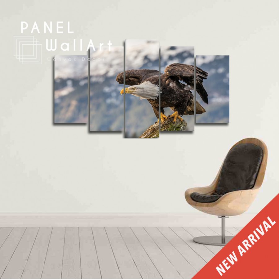 American Bald Eagle Snow Mountain Canvas Wall Art