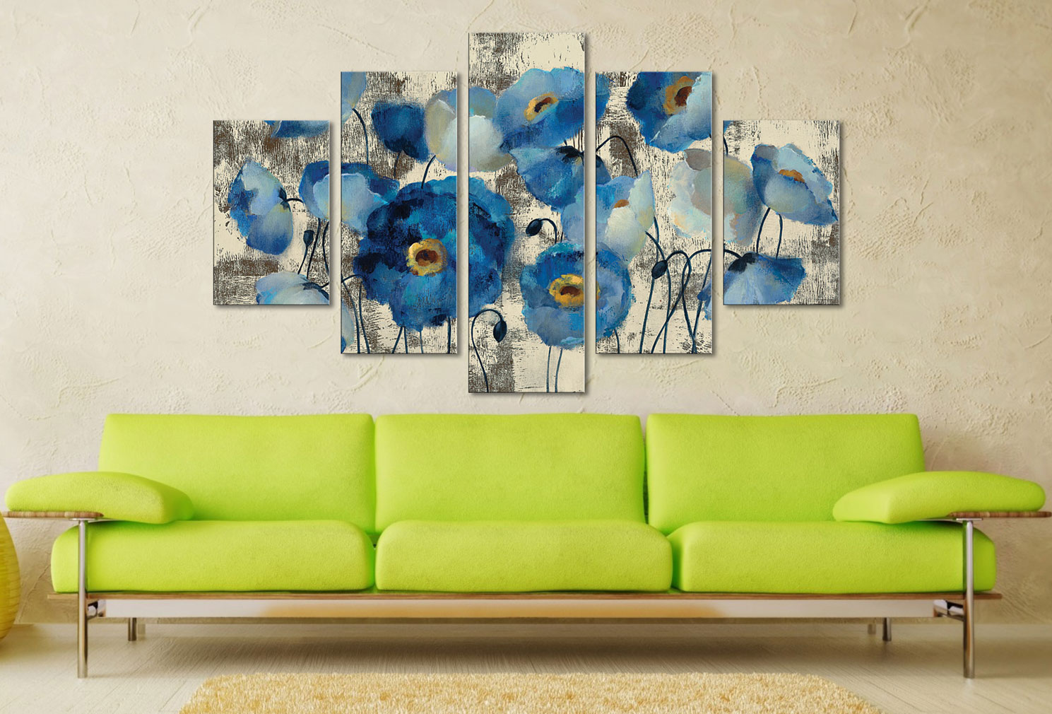 Aquamarine Floral Canvas Wall Art