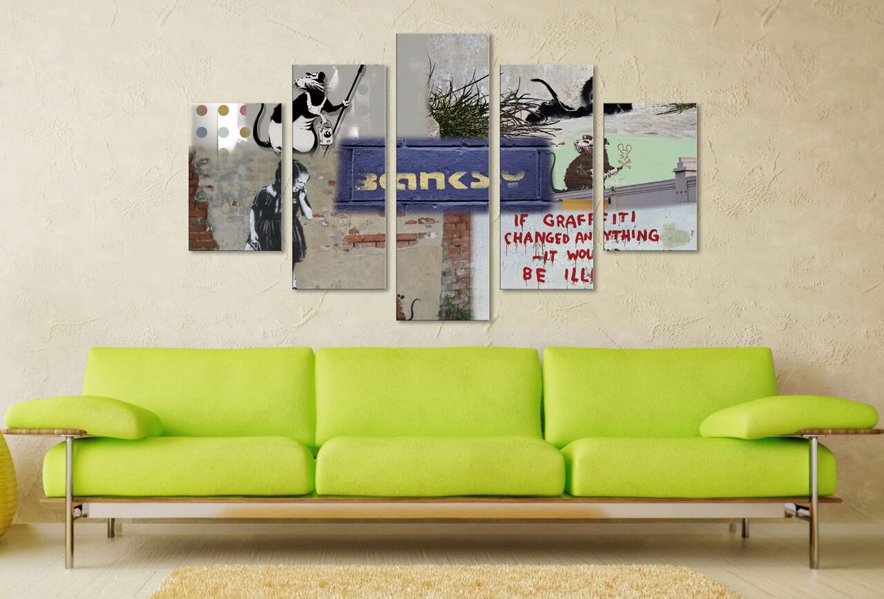 Banksy Rat Collage Canvas Wall Art