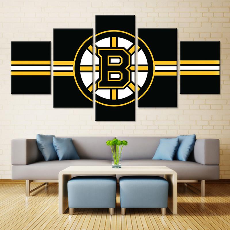 Boston Bruins Boys NHL Team Black Canvas Wall Art