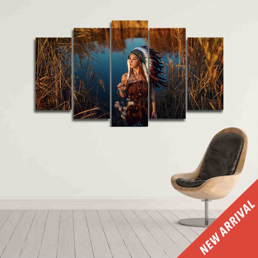 By The Lake Indigenous Canvas Wall Art