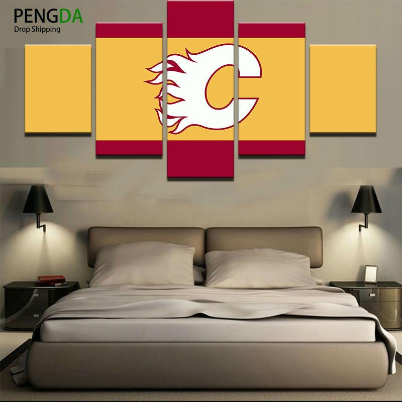 Calgary Flames NHL Team Logo Canvas Wall Art
