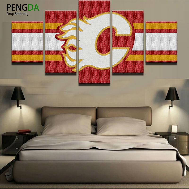 Calgary Flames NHL Team Logo Canvas Wall Art