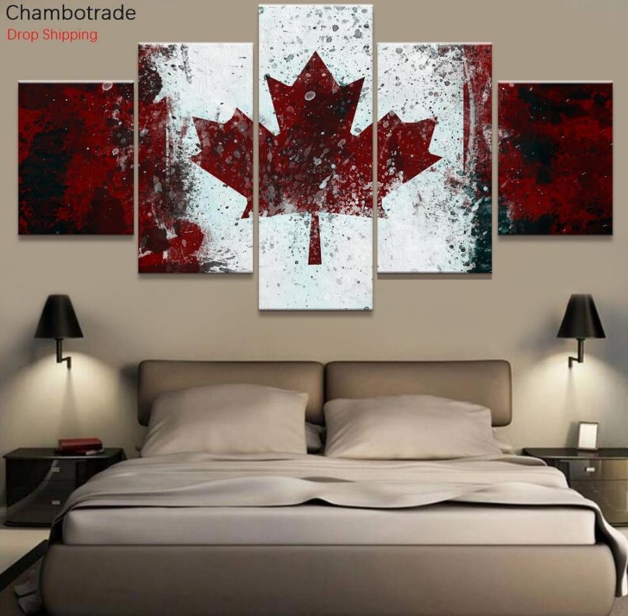Retro Design Of Canada Country Flag Canvas Wall Art