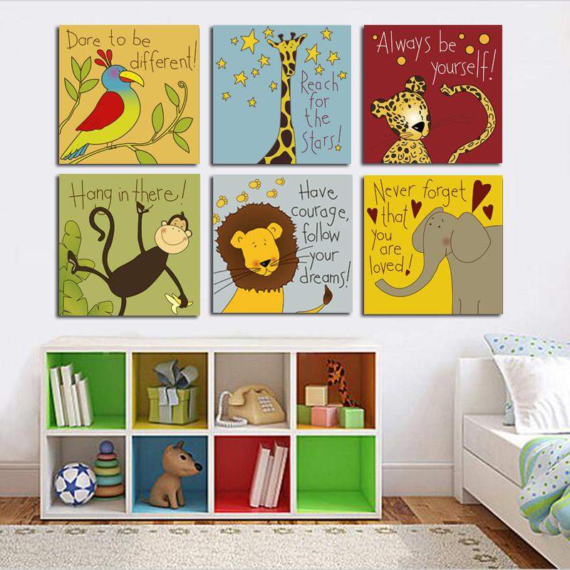 Modern Cartoon Animal Quotes Canvas Wall Art