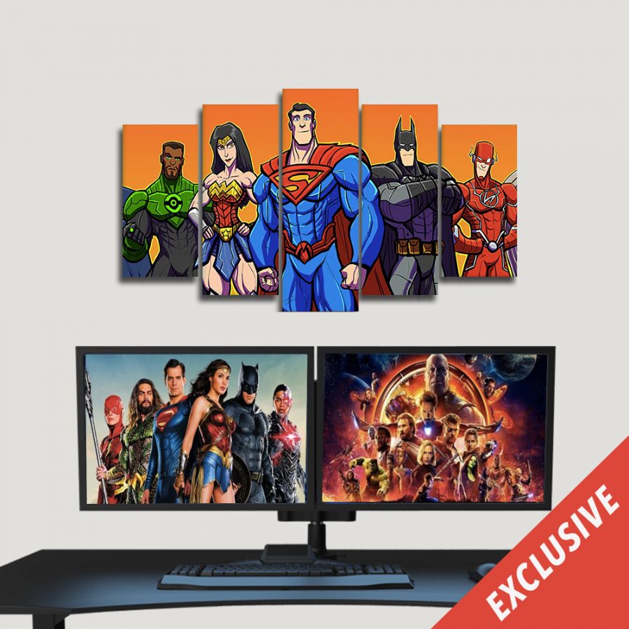 Cartoon Superheros Art Canvas Wall Art