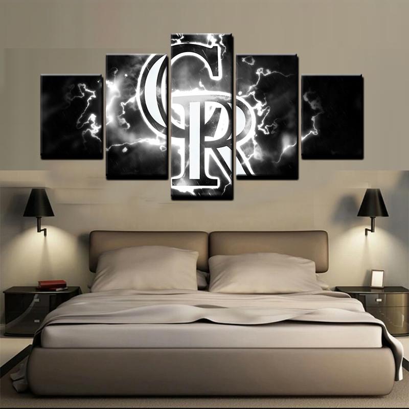 Colorado Rockies – Black And White Logo Canvas Wall Art