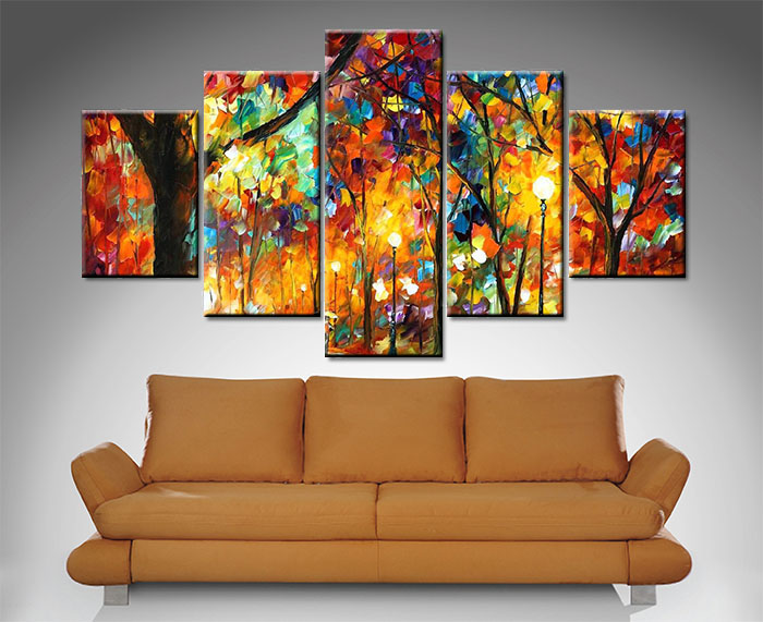 Colourful Night By Leonid Afremov Canvas Wall Art