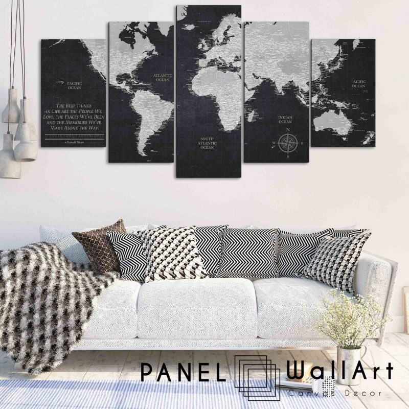 Custom World Map Adventures Canvas Wall Art