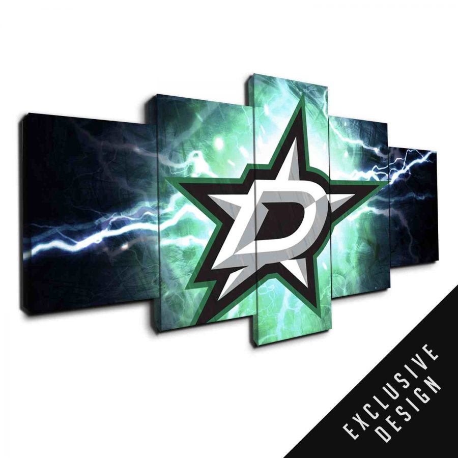 Dallas Stars NHL Team Thunderbolt Canvas Wall Art