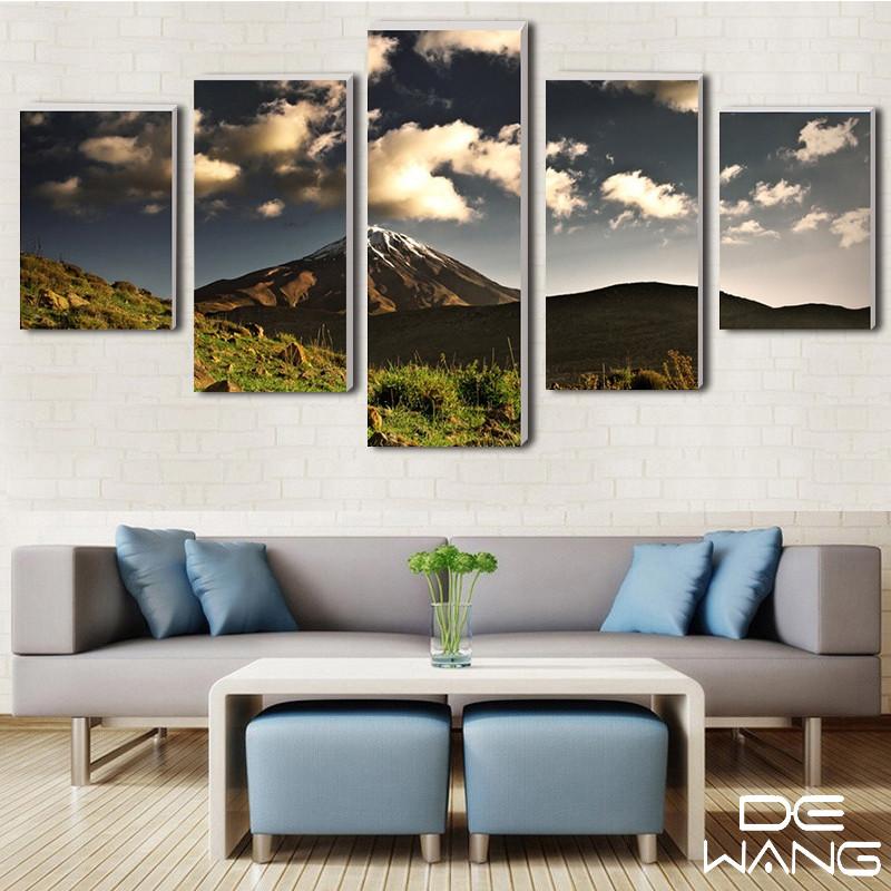 Dark Green Steep Mountains And White Clouds Canvas Wall Art