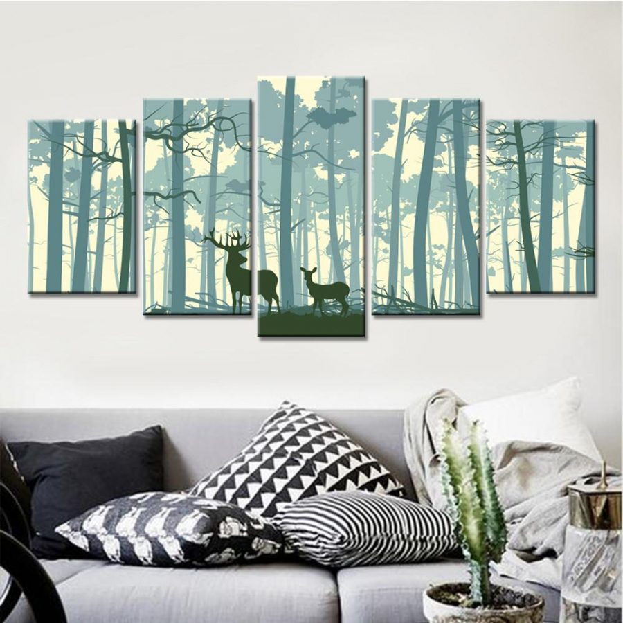 Deer In The Woods Canvas Wall Art