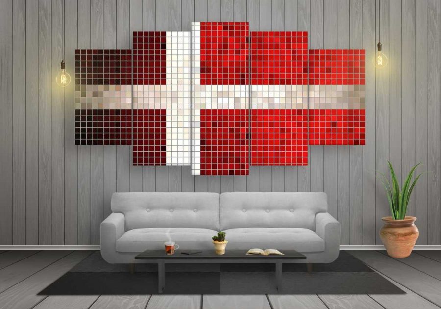 Denmark Mosaics Flag Canvas Wall Art