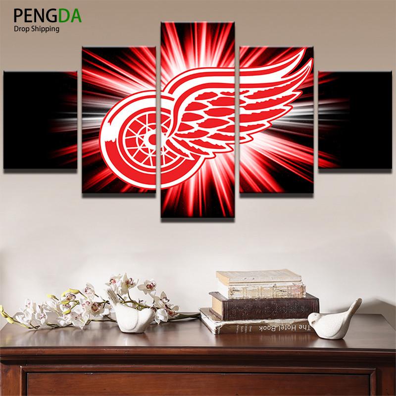 Detroit Red Wings Red And White Logo Canvas Wall Art