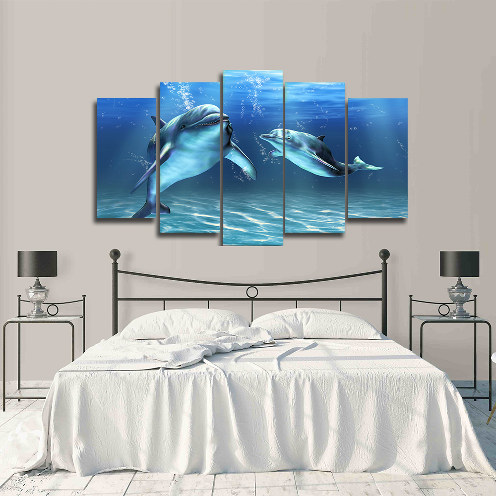 Dolphin Couple Canvas Wall Art