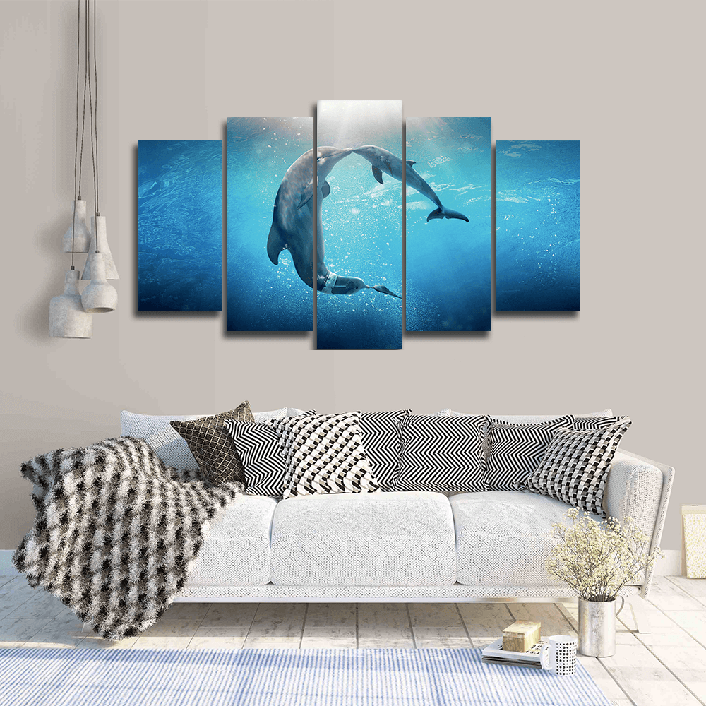 Dolphin Kiss Canvas Wall Art