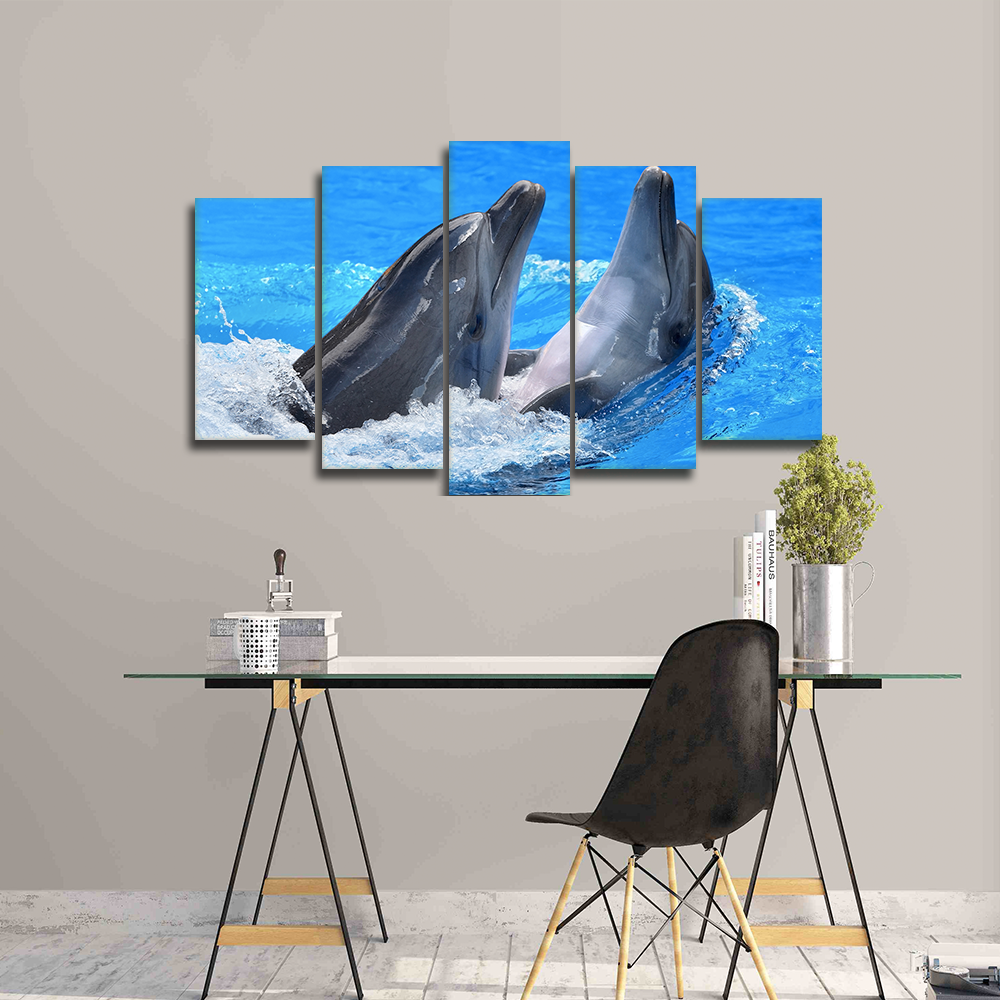 Two Dolphins Canvas Wall Art