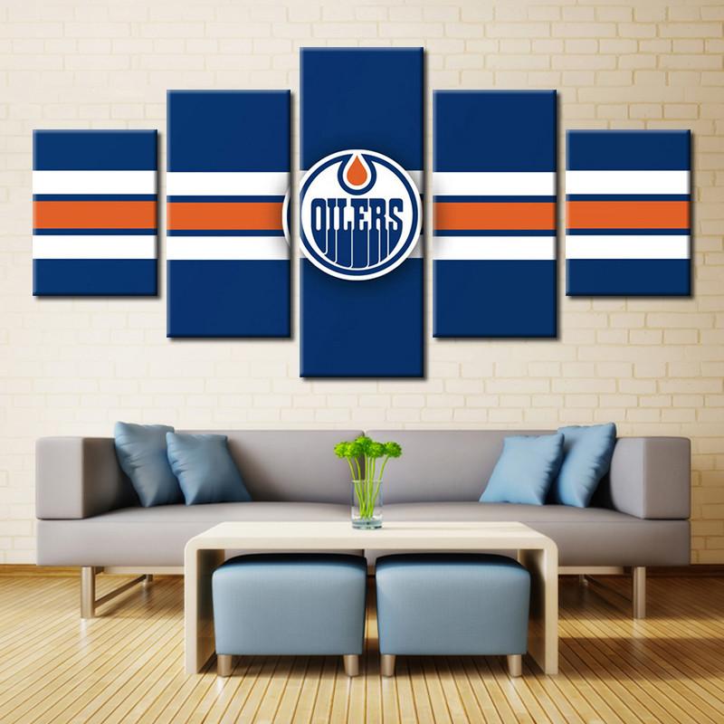 Edmonton Oilers NHL Team Blue Canvas Wall Art