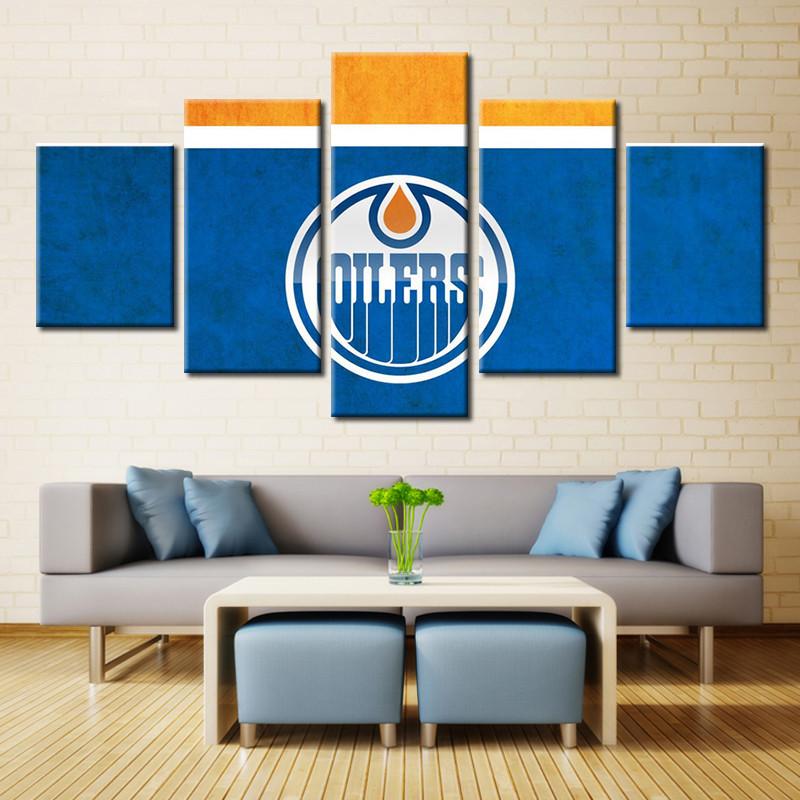 Edmonton Oilers NHL Team Logo Canvas Wall Art