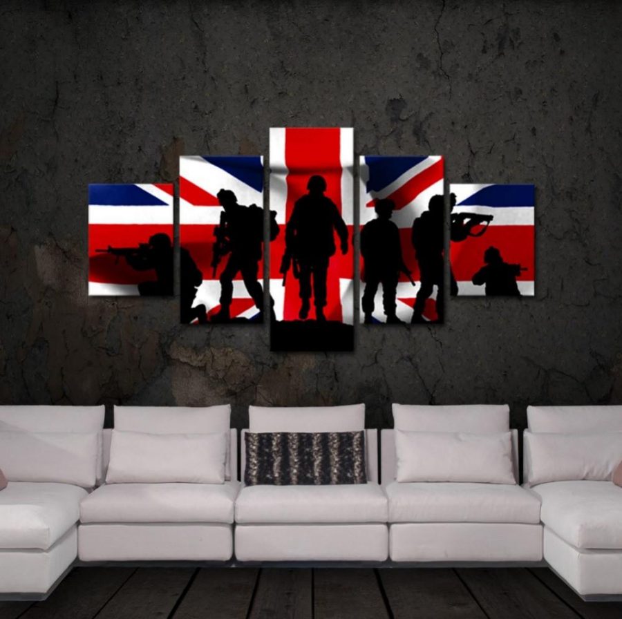 England Soldiers Silhouette Canvas Wall Art