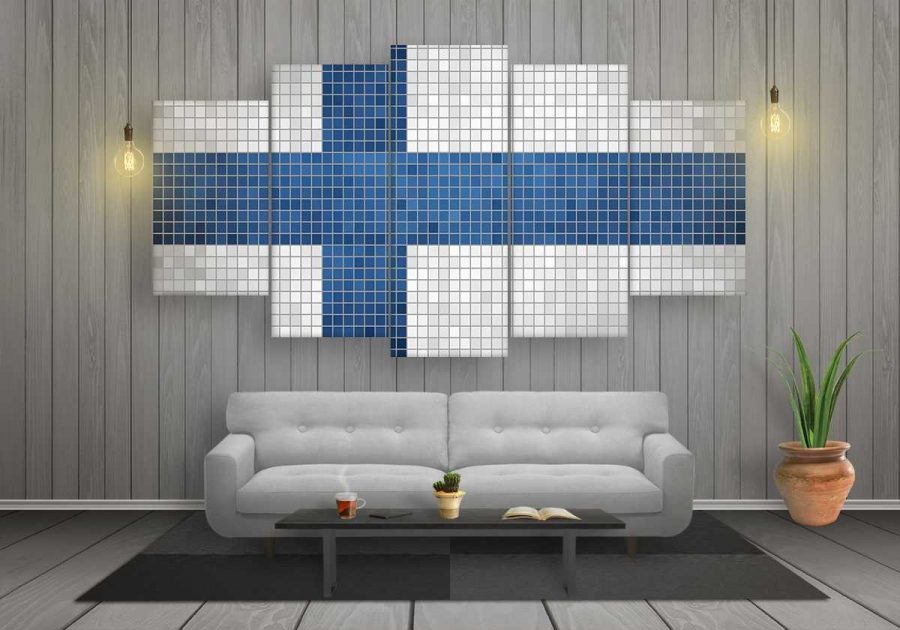 Finland Mosaics Flag Canvas Wall Art Finland Mosaics Flag Canvas Wall Art