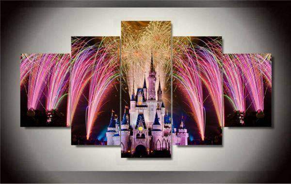 Fireworks Over Disney Castle Canvas Wall Art