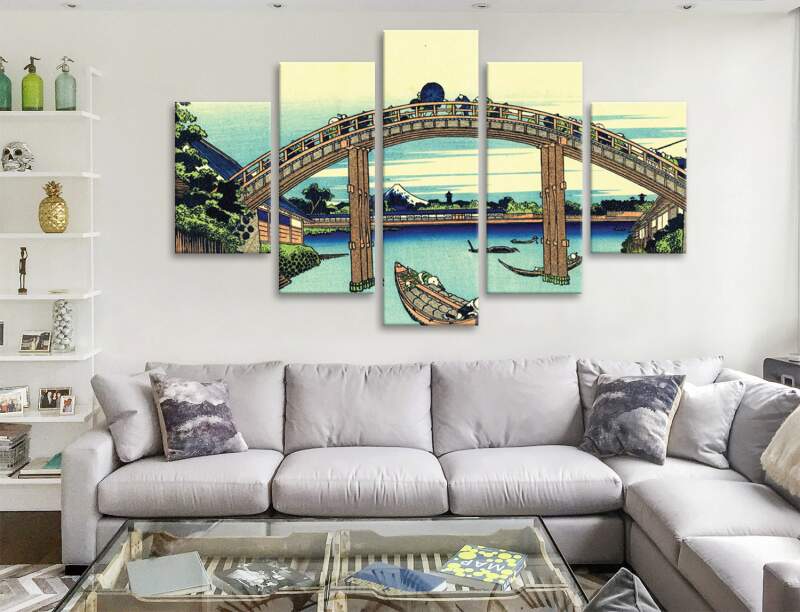 Fuji Seen Through The Mannen Bridge Canvas Wall Art