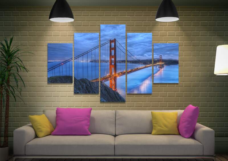 Golden Gate Bridge Split Diamond Set Canvas Wall Art Golden Gate Bridge Split Diamond Set Canvas Wall Art