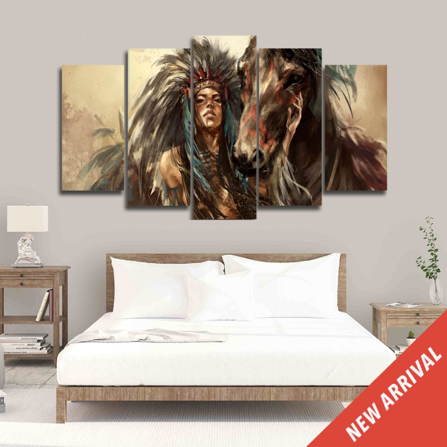 Horse Indigenous Canvas Wall Art