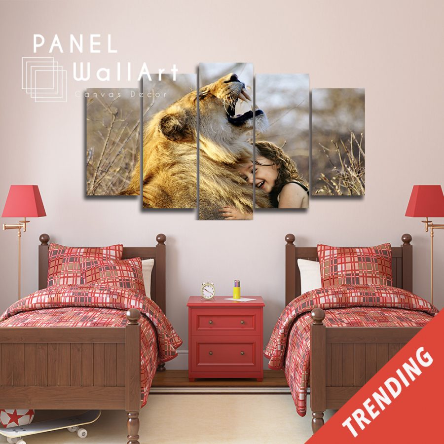 Lion And A Girl Lion Canvas Wall Art