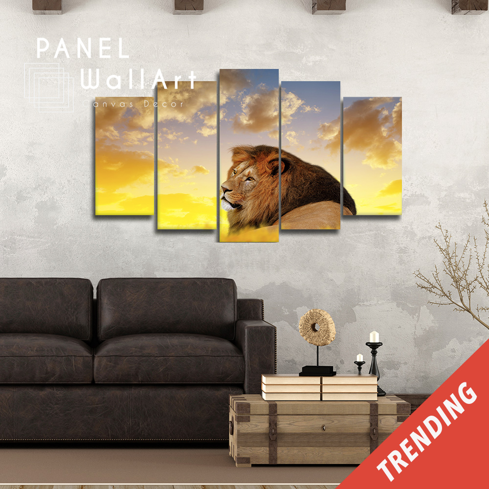 Lion At Sunset Canvas Wall Art