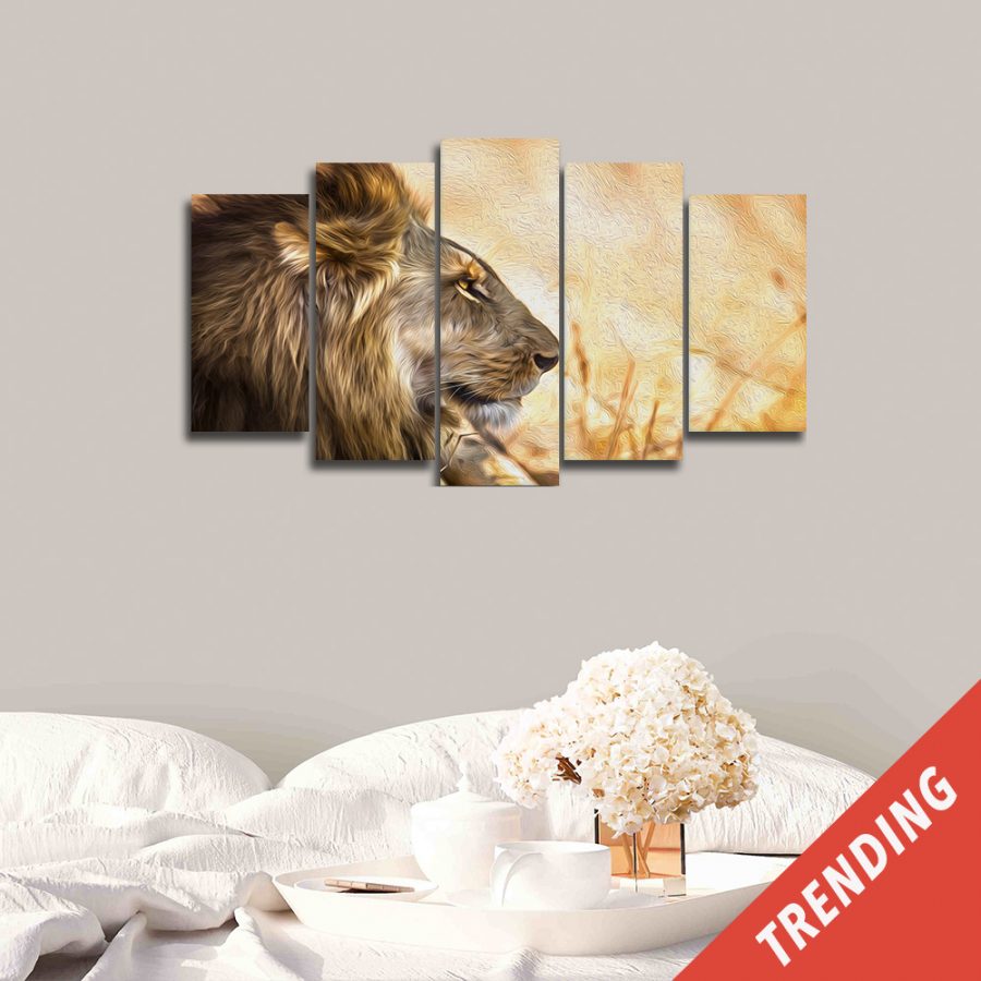 Lion Gazes Canvas Wall Art
