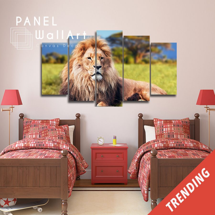 Lion Resting In The Field Canvas Wall Art