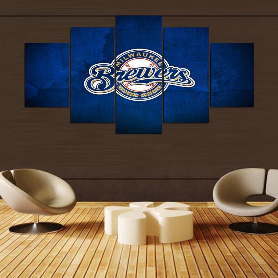 Mikwaukee Brewers Blue Logo Canvas Wall Art